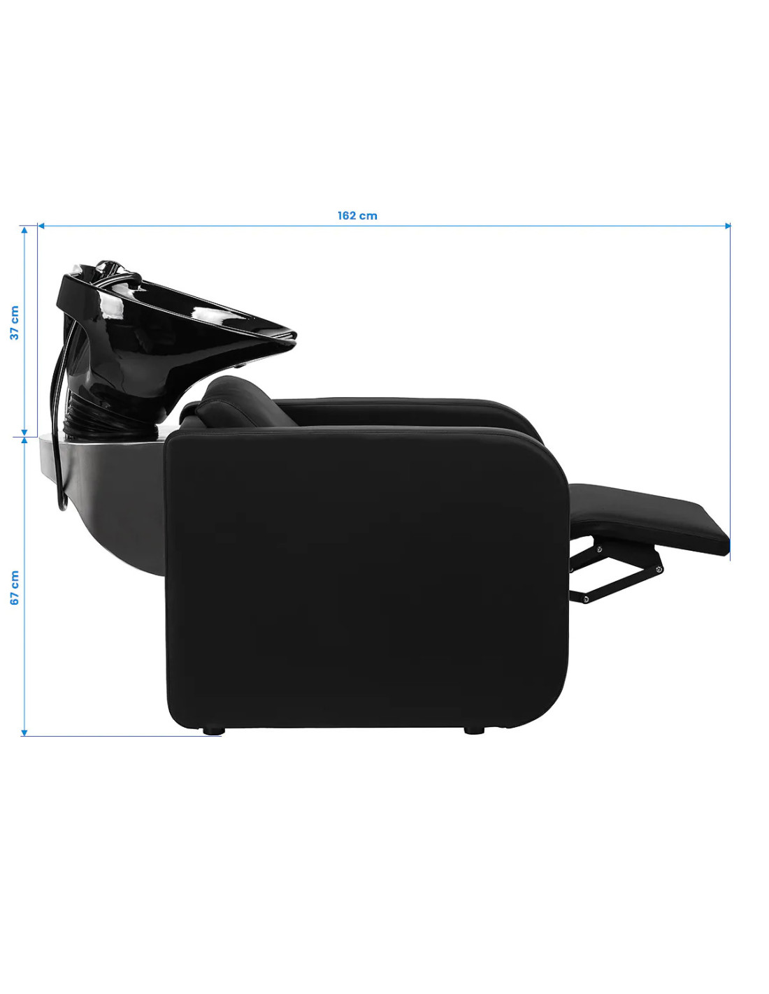 Lavabo de pelo negro completo – Bellagio Relax con reposapiés eléctrico y lavabo de cerámica negra