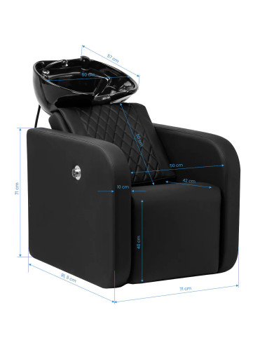 Lavabo massaggiante per parrucchiere Bellagio Black – Poggiagambe elettrico professionale