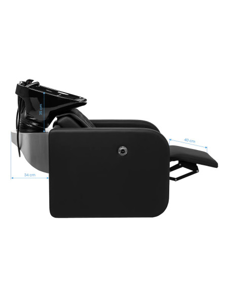 Bellagio Schwarzes Massagewaschbecken für Friseure – Pro Elektrische Beinstütze