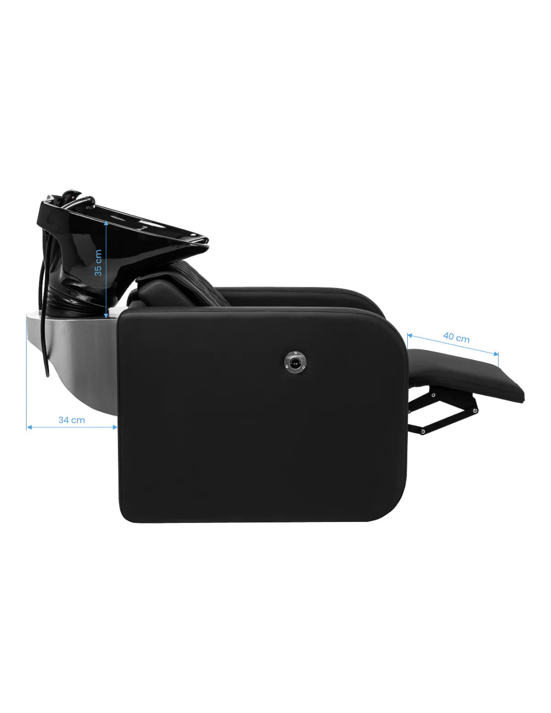 Bellagio Schwarzes Massagewaschbecken für Friseure – Pro Elektrische Beinstütze