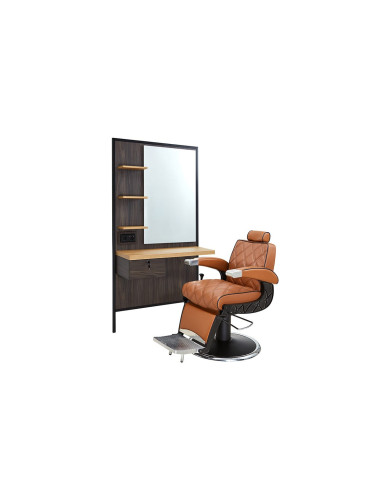 Milano Style Electric Wall-Mounted Hairdressing Station – Wood & LED Mirror