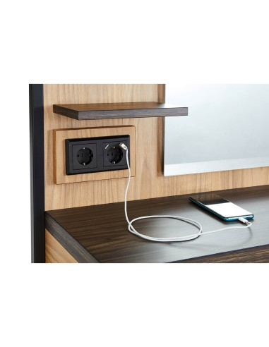 Milano Style wall-mounted hairdressing station – Light oak & Wenge with LED mirror.