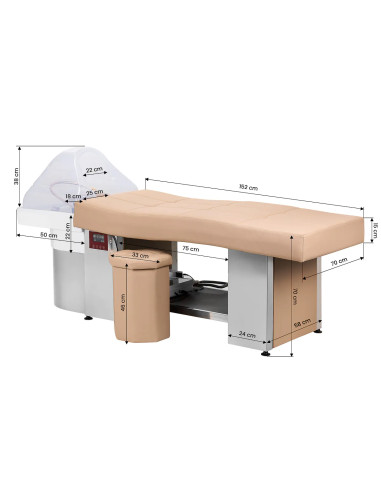 Professionelle Kopf-Spa-Liege Beige AnionVapeur RelaxPro