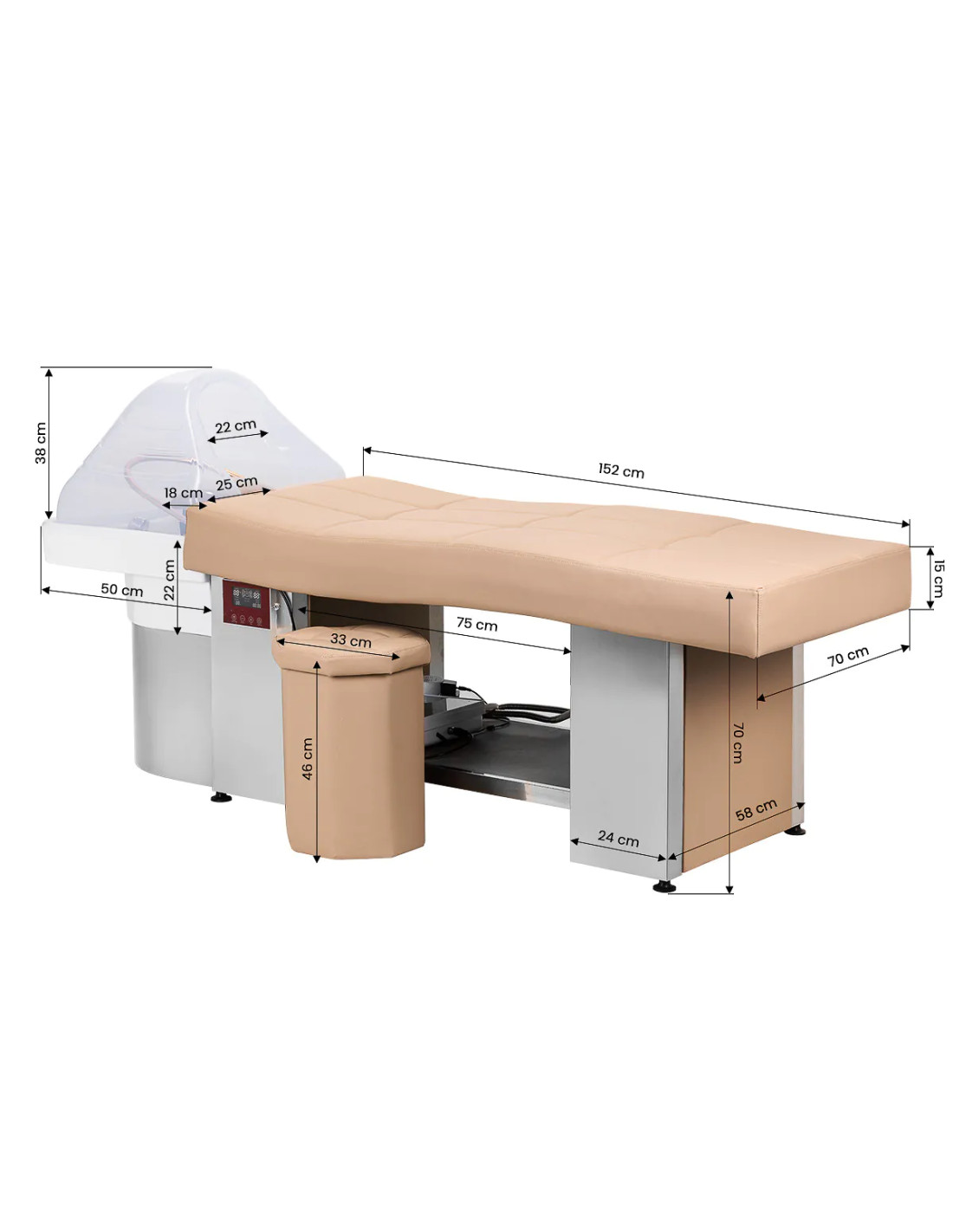 Professional Head Spa Bed Beige AnionVapeur RelaxPro