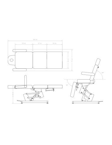 Cadeira de Beleza Elétrica 1 motor branca Amica ver dimensões