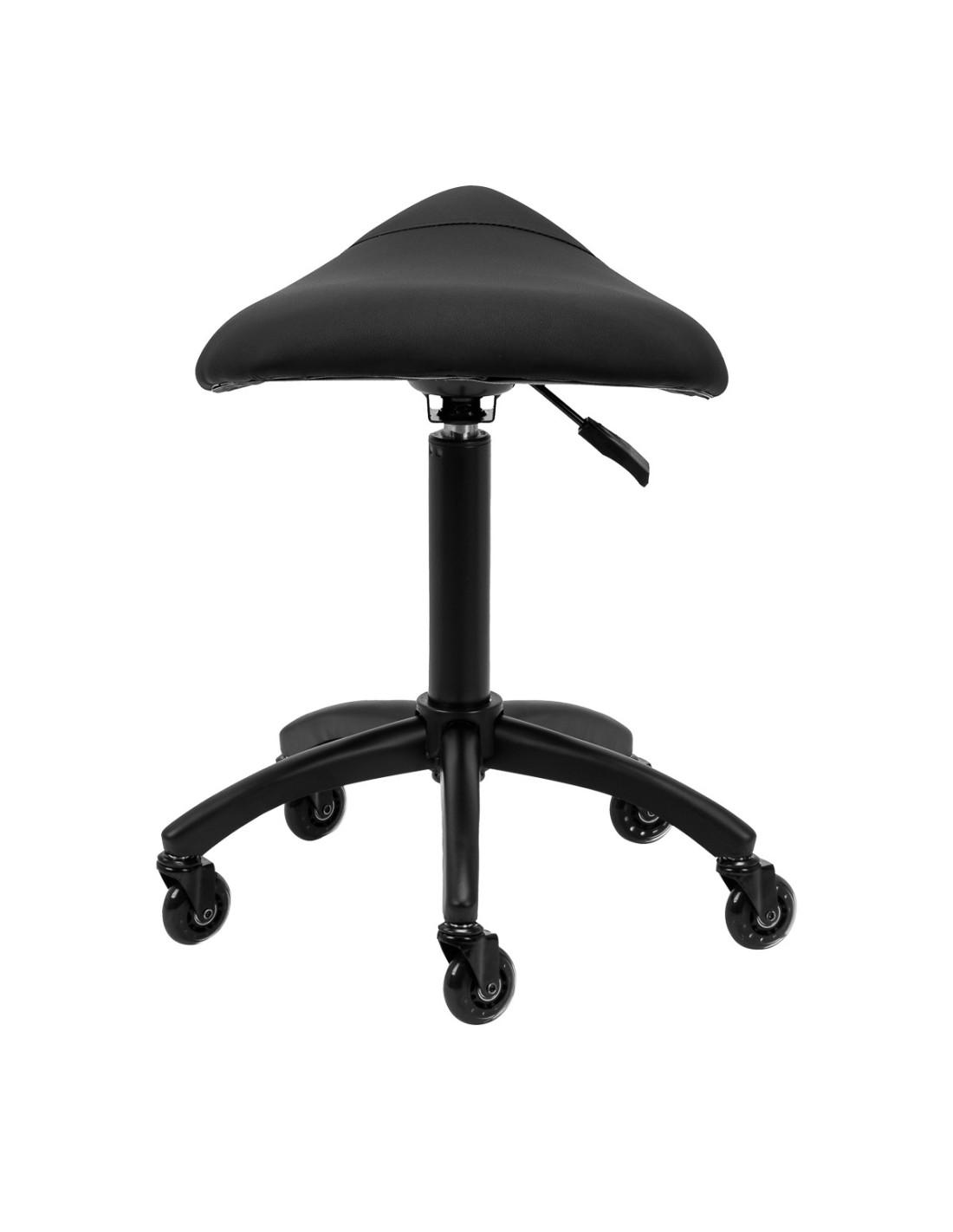 Czarny, profesjonalny, ergonomiczny stołek Johna – siodło Comfort & Mobility Pro