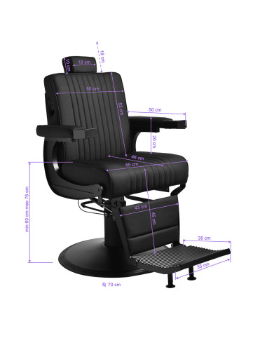 Silla de barbero negra de John - Estructura negra