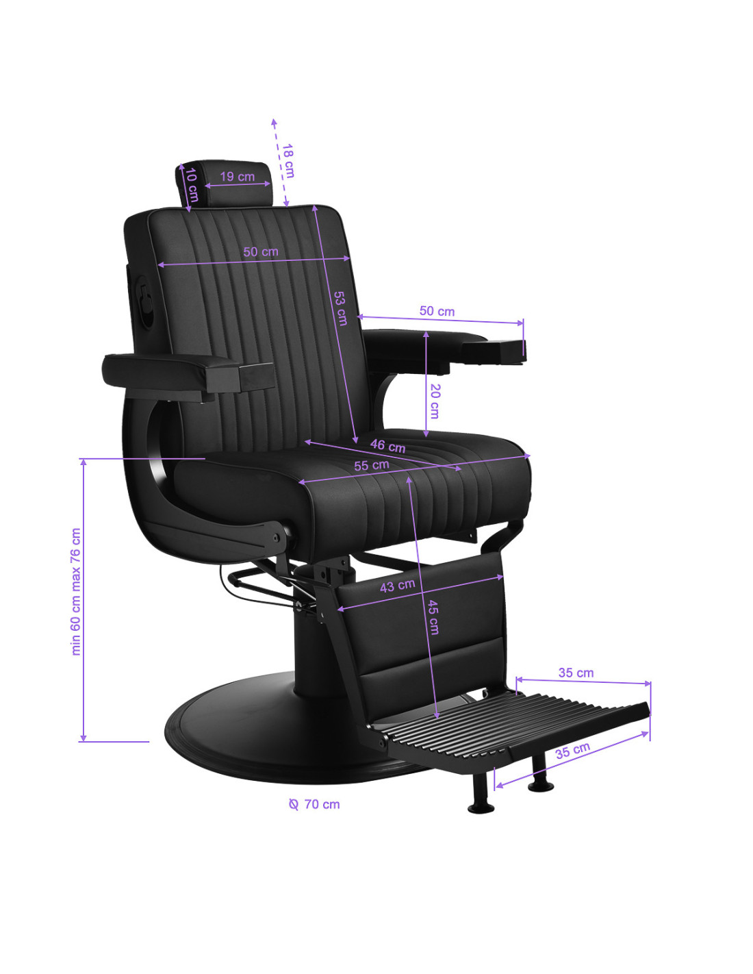 John's Black Barber Chair - Black Frame