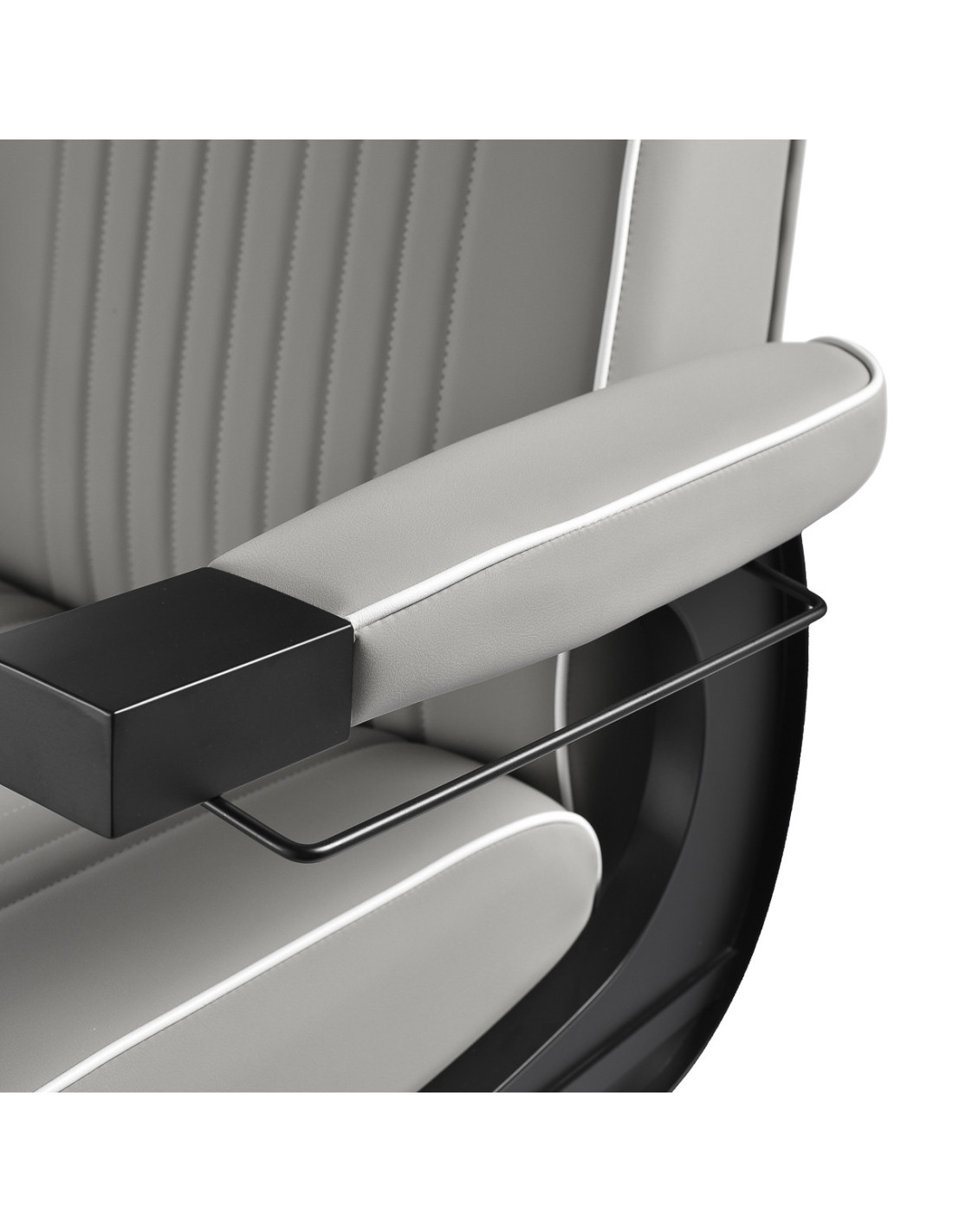 John's Grey Barber Chair - Black Frame