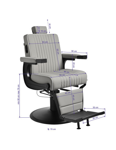 John's Grey Barber Chair - Zwart frame