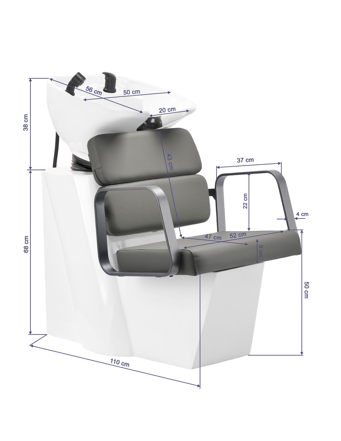 Lavatório de cabeleireiro Porto Grey e Chrome Grey  