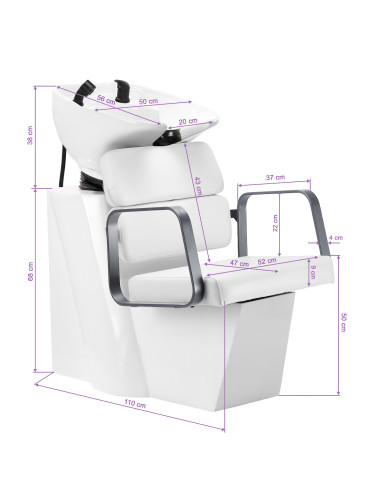 Porto Shampoo unit White & Grey Chrome  