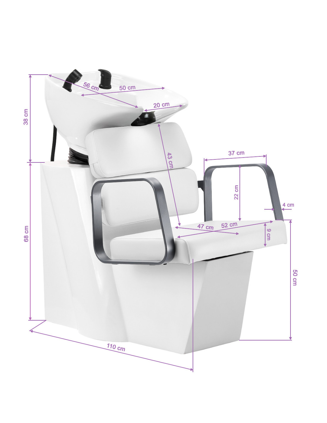 Porto Shampoo unit White & Grey Chrome  