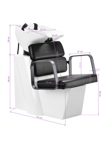 Porto Kappers wasbak Zwart Grijs Chroom  