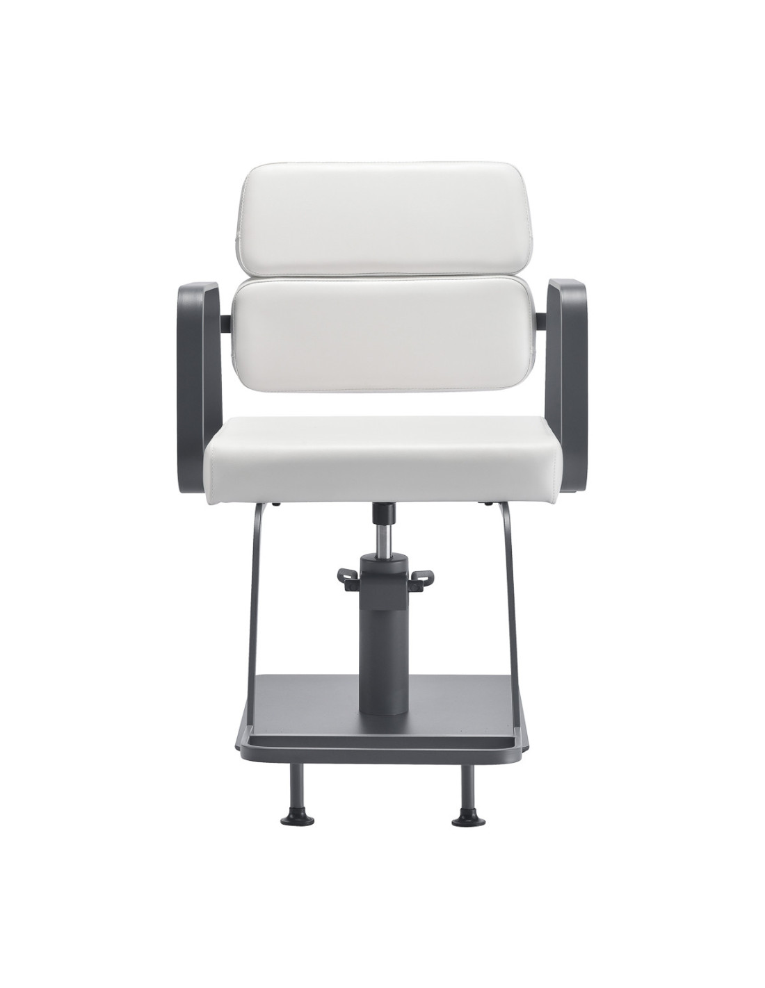 Fauteuil de coiffure Porto – Blanc & Gris Chromé 
