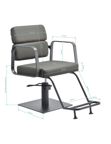 Sillón de peluquería Porto – Gris y Gris Cromo