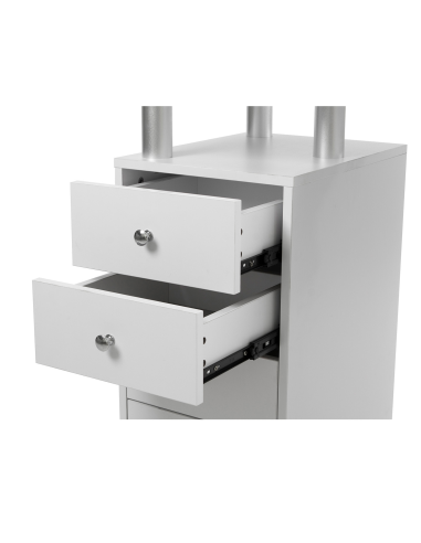 Mesa de manicura profesional blanca con 8 cajones, aspiradora integrada y cojín reposamanos