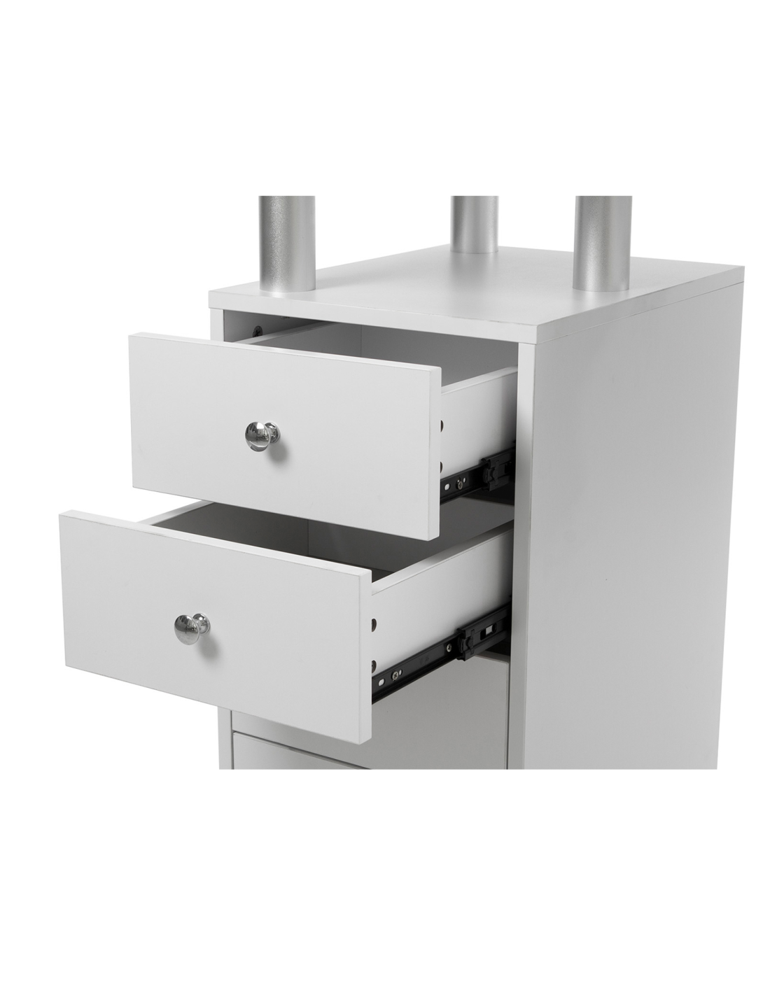 Mesa de manicura profesional blanca con 8 cajones, aspiradora integrada y cojín reposamanos