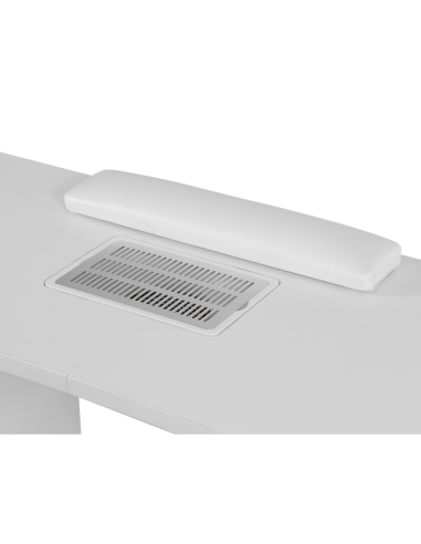 Mesa de manicure profissional branca – 8 gavetas, aspirador embutido e almofada para apoio de mãos