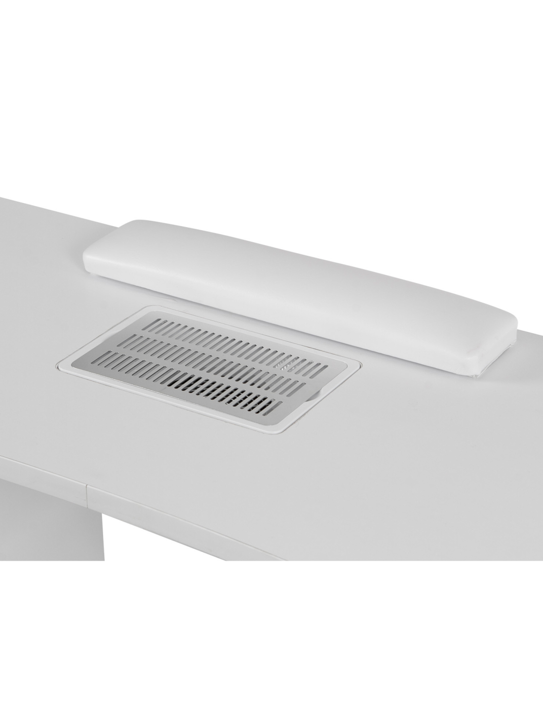 Mesa de manicura profesional blanca con 8 cajones, aspiradora integrada y cojín reposamanos