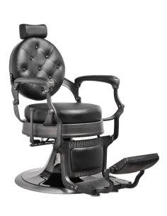 Florence Black Gold Barber chair with Black Gold Upholstered Base – Luxury Vintage for Barbershop