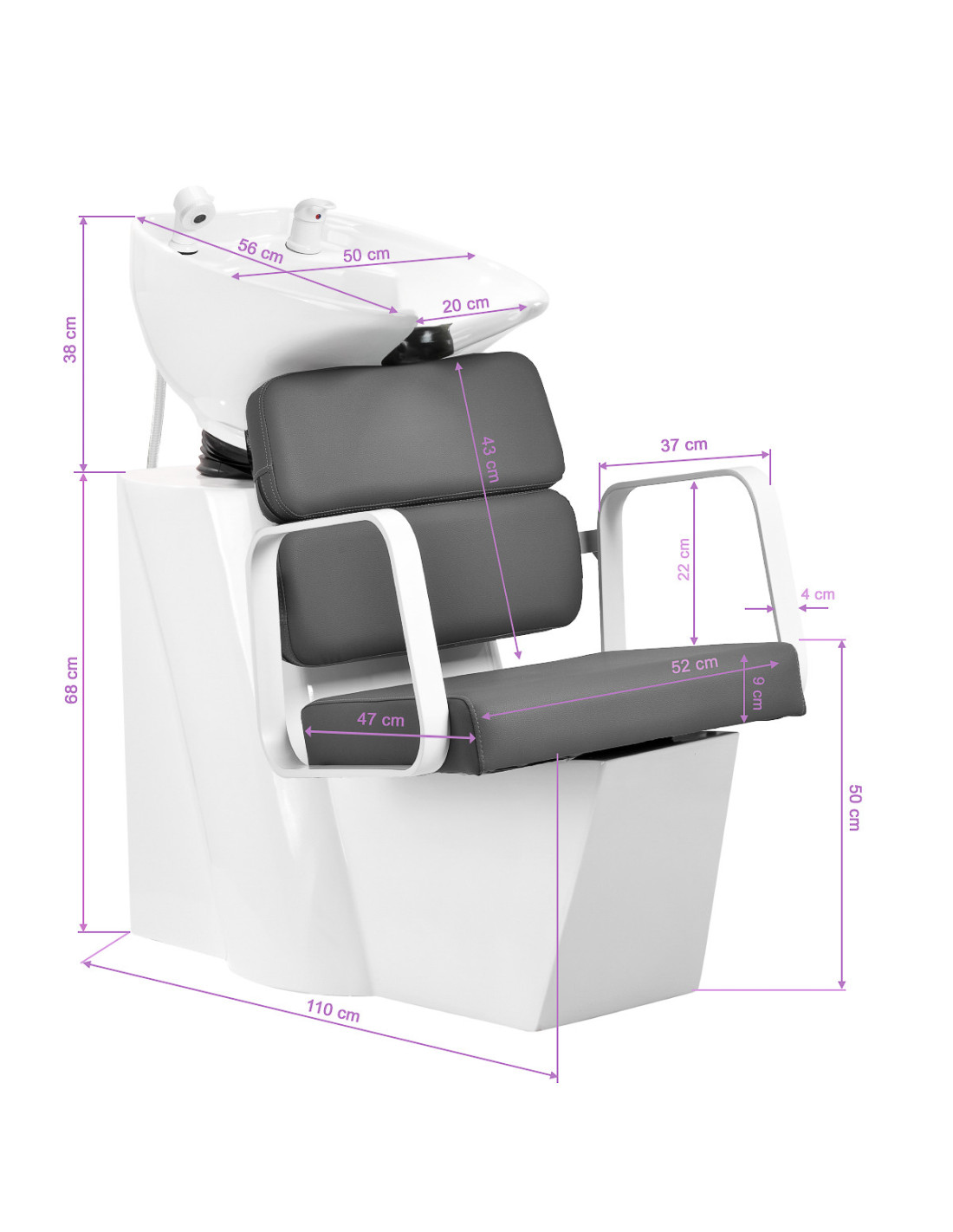 Porto Kappers wasbak Wit & Grijs – Elegant Comfort & Modern Design 