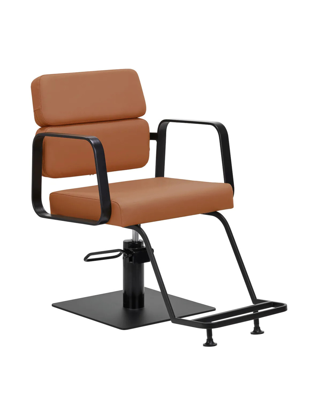 Sillón de peluquería Porto – Negro y naranja terracota