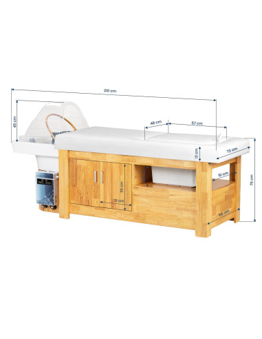 Mesa de cabeceira japonesa 3 em 1 Head Spa – ZenFusion White Edition