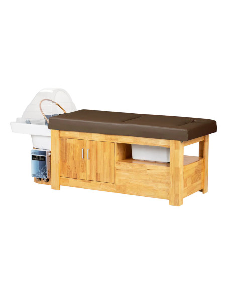 Mesa de noche japonesa 3 en 1 Head Spa – Edición ZenFusion Marrón