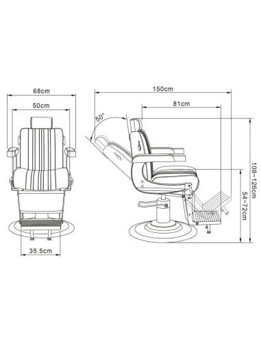 Silla de barbero Belgrano negra completa