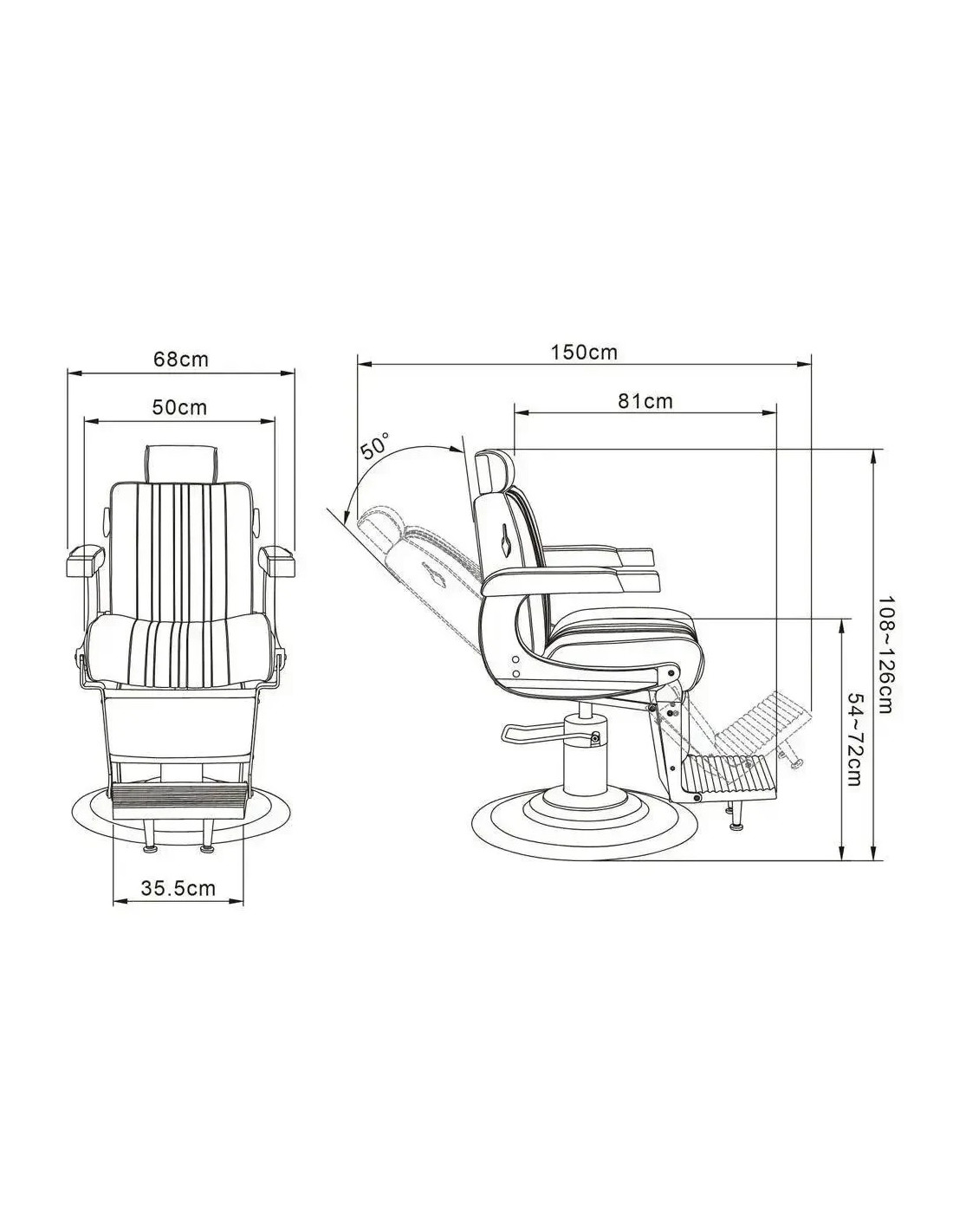 Belgrano Full Black Barber Chair