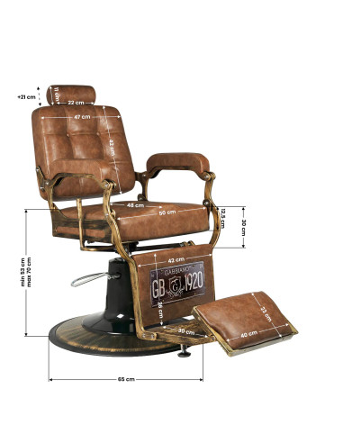 Sillón de barbero BOSS Cuoio Antico: piel clara envejecida y elegancia vintage 