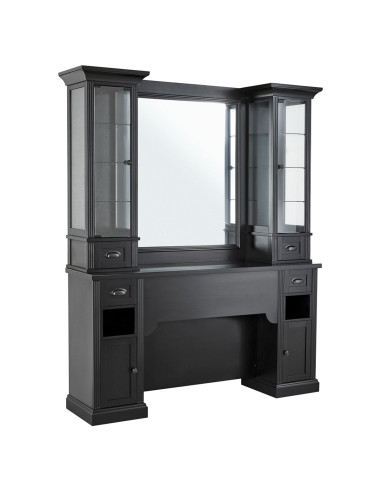 WILLIAM 2B Barber Styling Station – Premium Retro Zwart met Vitrines