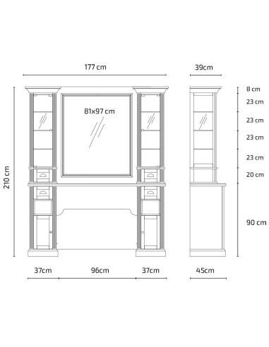 Poste de Coiffage Barbier WILLIAM 2B – Noir Rétro Premium avec Vitrines 
