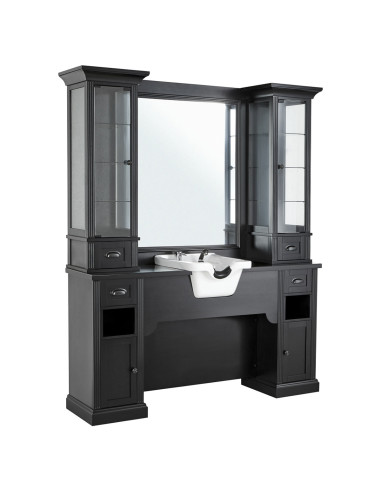 Estação de Barbearia William 1B com Lavatório – Retro Black Pro