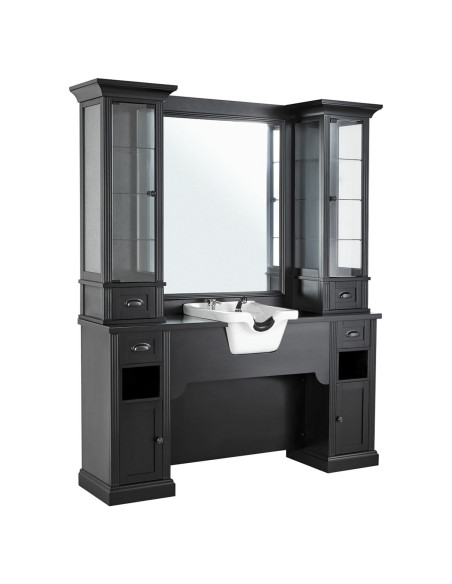 Estación de peluquería William 1B con lavabo – Retro Black Pro