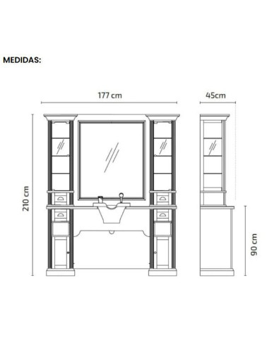 Poste de Coiffage Barbier William 1B avec Vasque – Noir Rétro Pro 