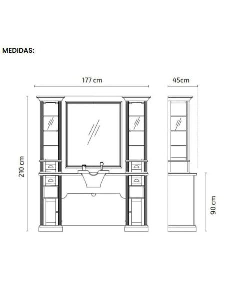 Estación de peluquería William 1B con lavabo – Retro Black Pro