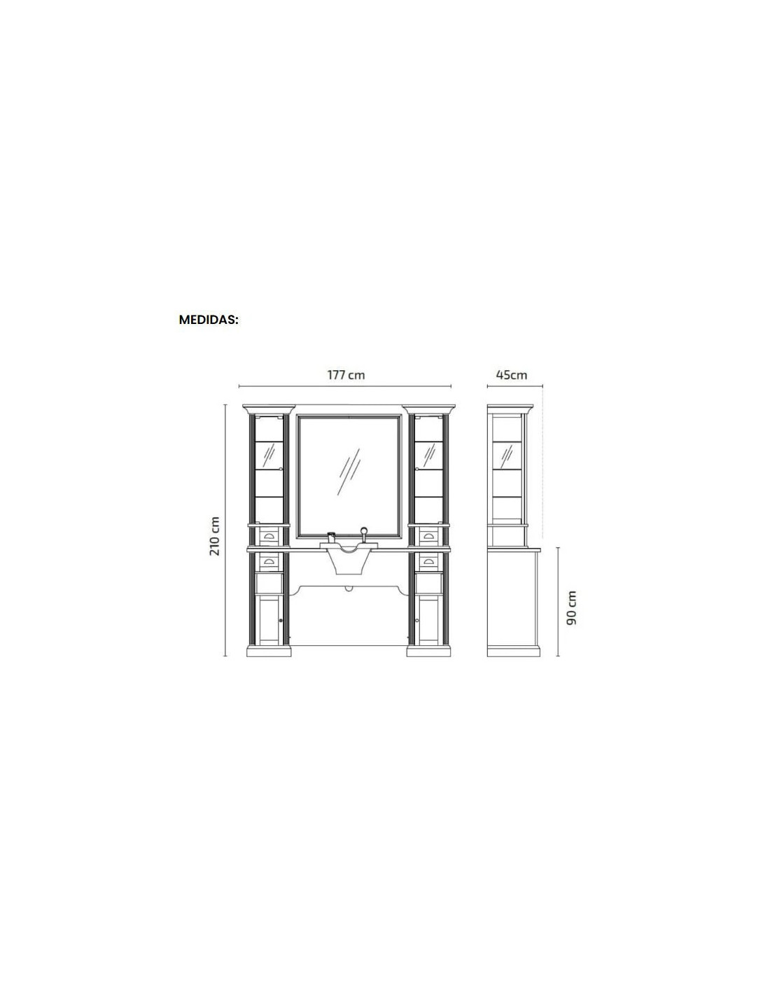 Estación de peluquería William 1B con lavabo – Retro Black Pro