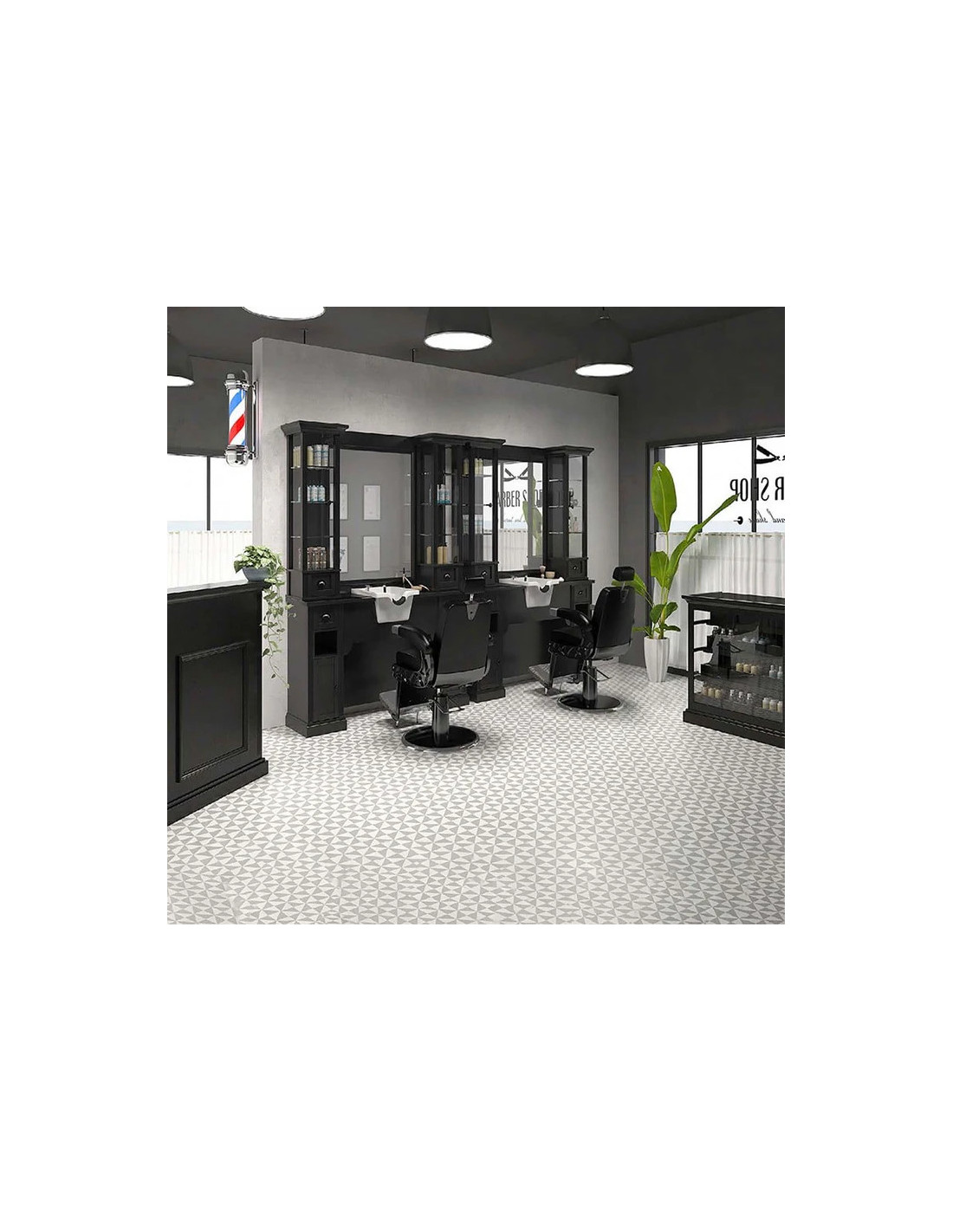 Postazione da barbiere William 1B con lavabo – Retro Black Pro