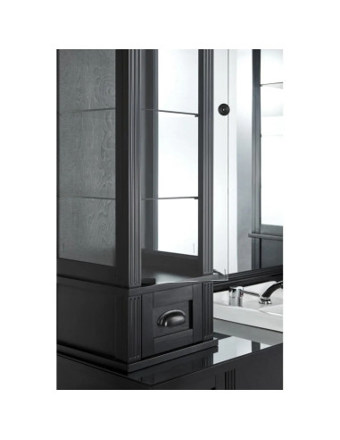 Poste de Coiffage Barbier William 1B avec Vasque – Noir Rétro Pro 