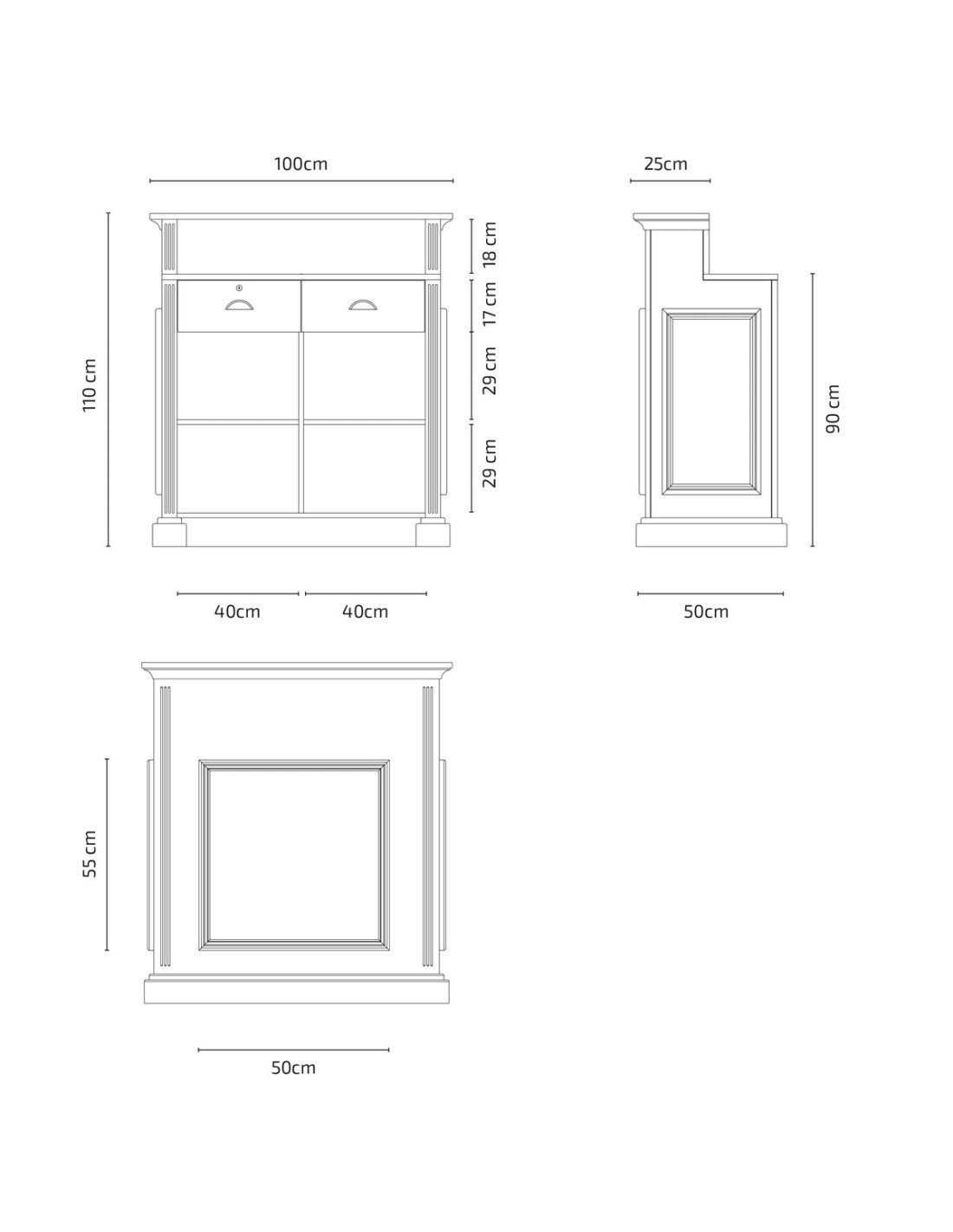 Mostrador de recepción Barber EARL – Mostrador de recepción retro negro