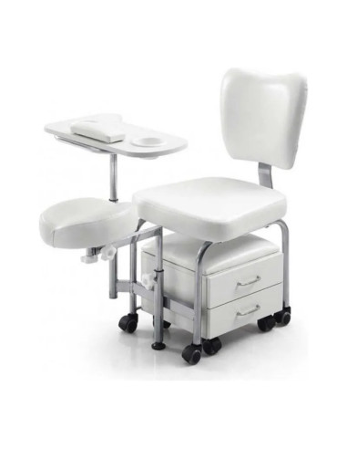 Cadeira de pedicure TENDY Pro – com espaço para armazenamento e apoio para as pernas.