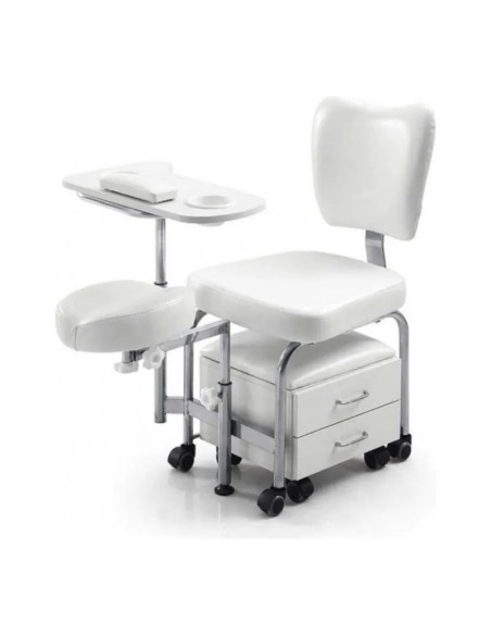 Cadeira de pedicure TENDY Pro – com espaço para armazenamento e apoio para as pernas.