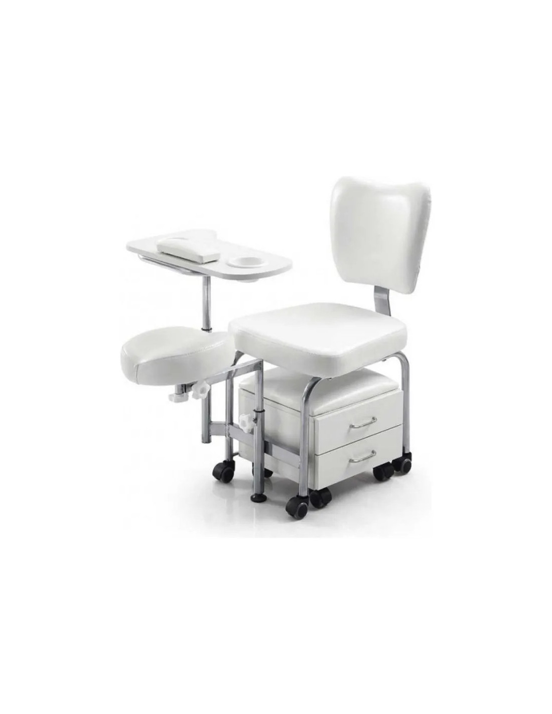 Cadeira de pedicure TENDY Pro – com espaço para armazenamento e apoio para as pernas.