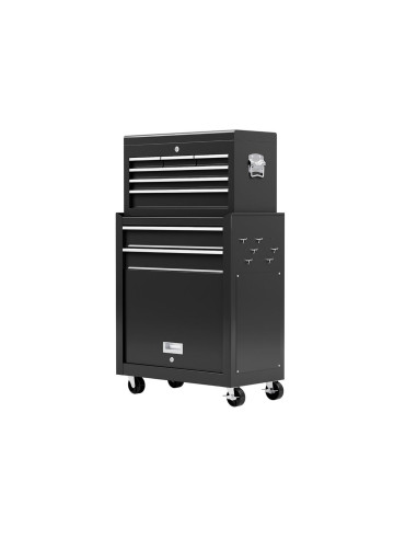 Carro de servicio TRAX negro – 8 cajones, ruedas con freno y caja de almacenamiento extraíble | GoldBeaute