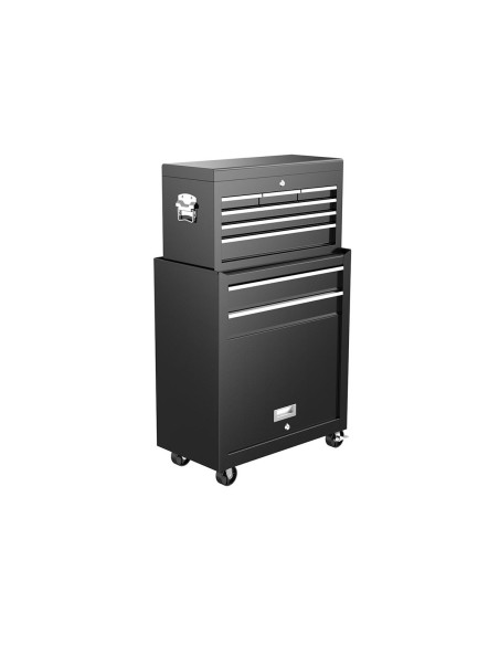 Carrello di servizio nero TRAX – 8 cassetti, ruote frenate e contenitore portaoggetti rimovibile | GoldBeaute