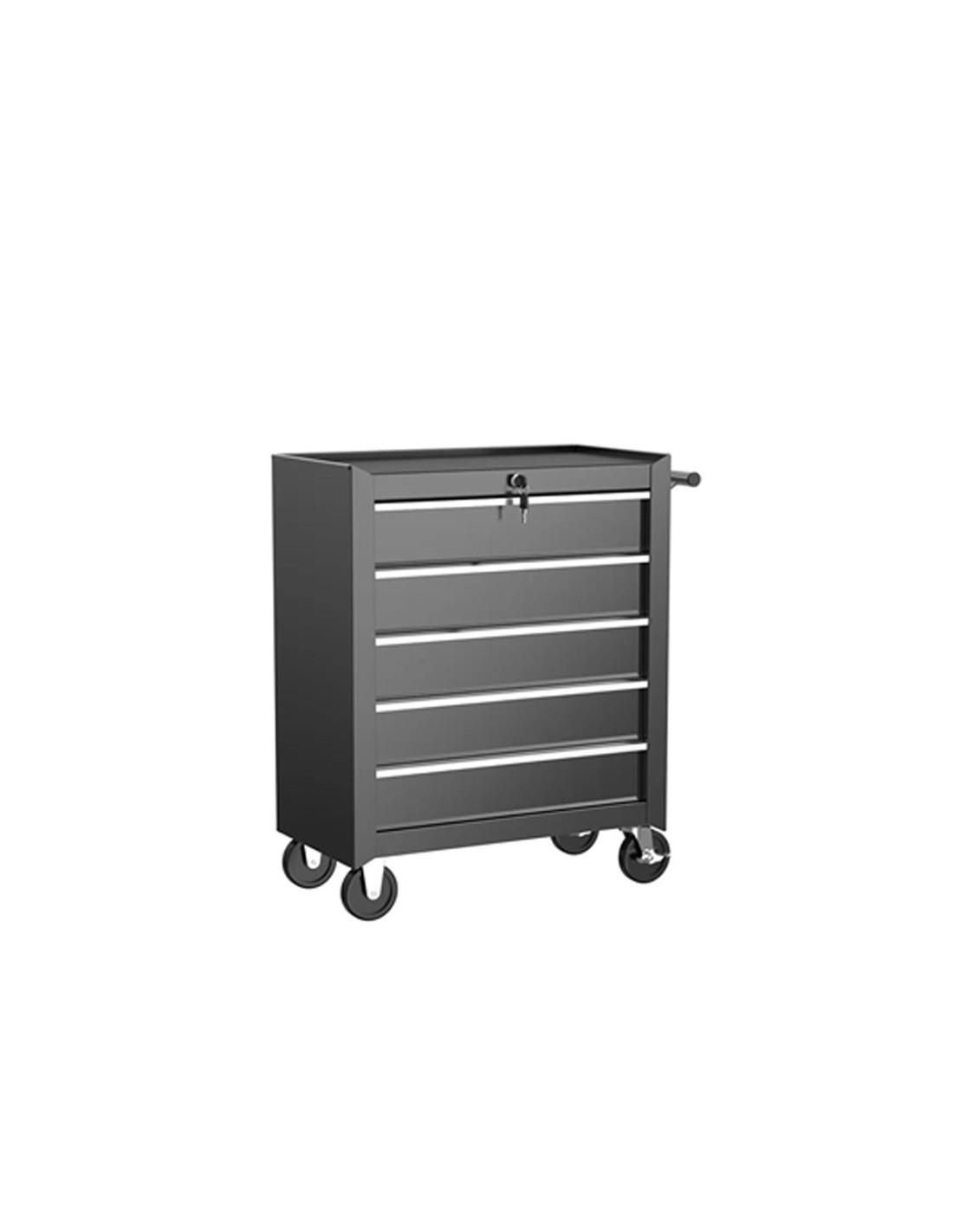 CRUX Professional Trolley, Black – 5 Metal Drawers & Braked Casters