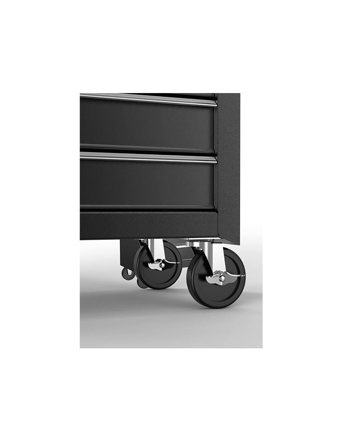 Carrello professionale CRUX, nero – 5 cassetti in metallo e ruote con freno