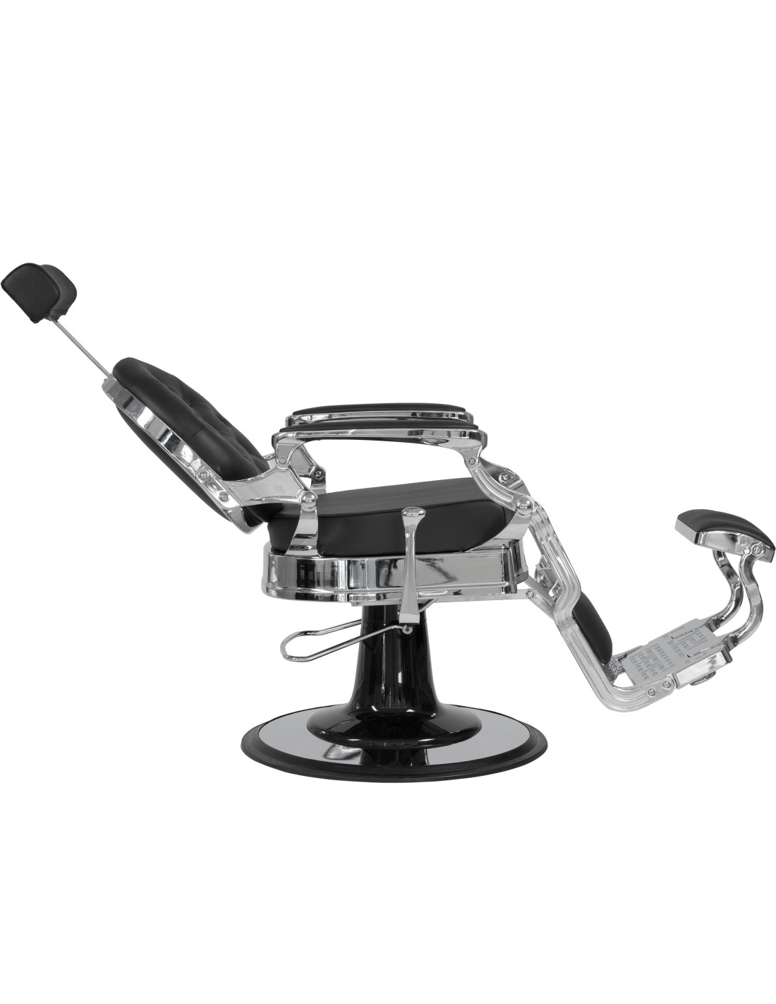 Moretti Vintage Black-Silver Barber chair for Comfort and Style in Hair Salon